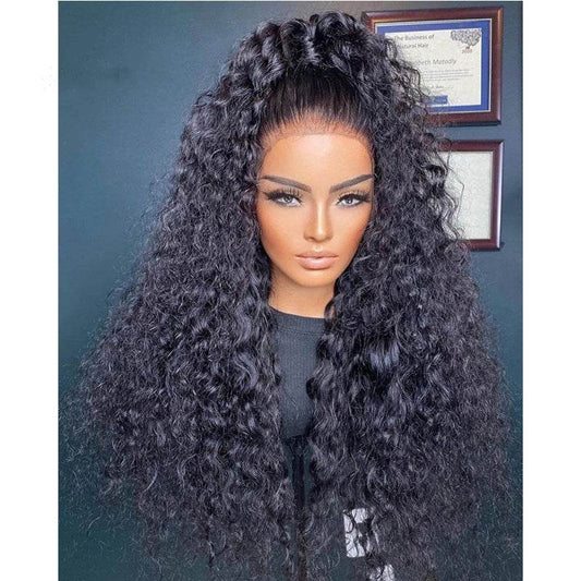 Curly Wave Cuticle Aligned Human Hair Bleached Knots Swiss Lace Front Wigs - Whisper